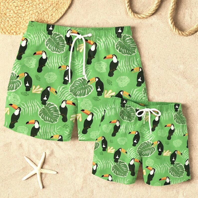 Daddy and Me Matching Swim Shorts - Green Toucan - Image 3