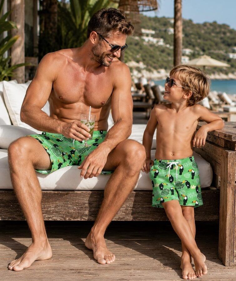 Daddy and Me Matching Swim Shorts - Green Toucan - Image 2