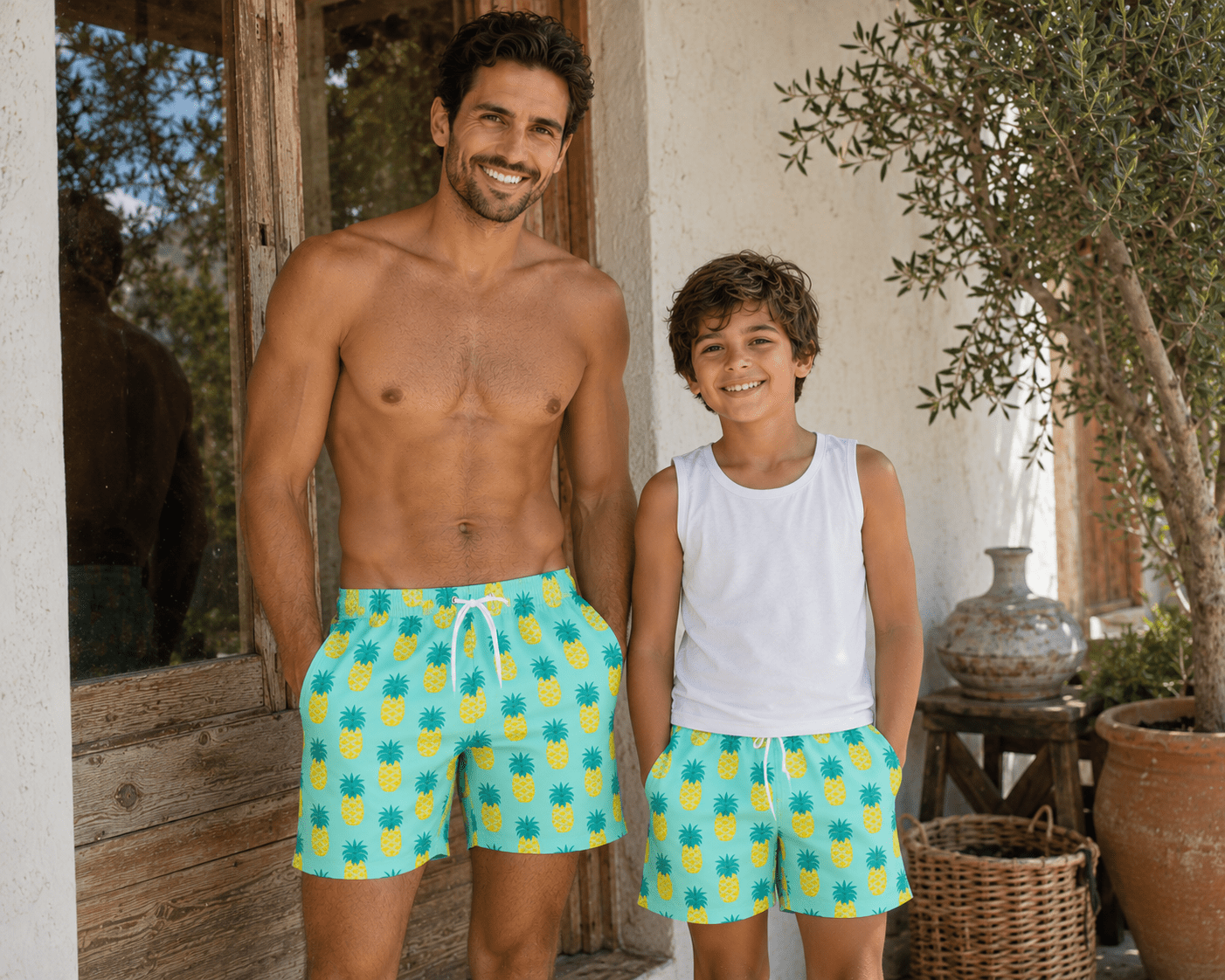 Daddy and Me Swim Shorts - Pineapple Green