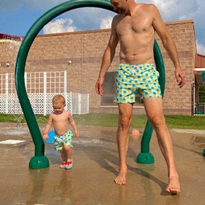 Daddy and Me Swim Shorts - Pineapple Green - Image 3